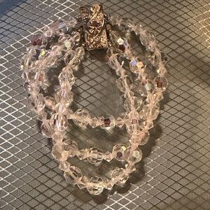 Vintage 3 strand Elegant Crystal OBE Beaded Bracelet